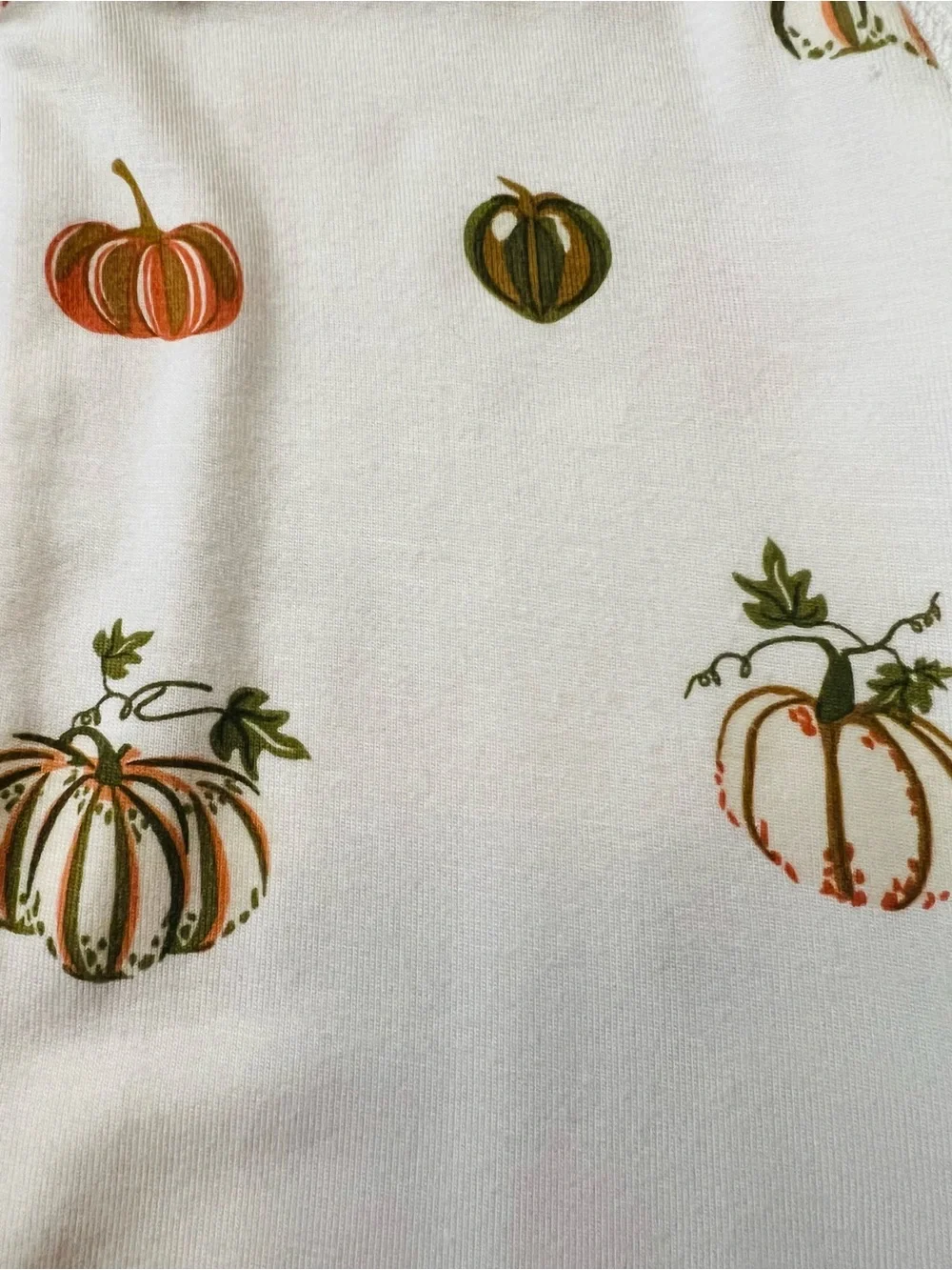 Kyte BABY White Pumpkin Print Footed One-Piece with Orange Trim Size 3-6 Months
